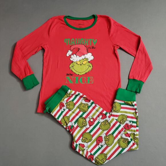Dr. Seuss The Grinch PJ Set Women's Medium for Christmas Morning Naughty Nice - Picture 1 of 12